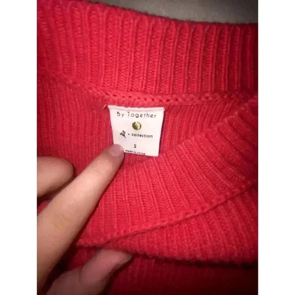 NWOT By Together Womens Pink Balloon Sleeve Oversized Crewneck Pullover Sweater - Picture 6 of 11